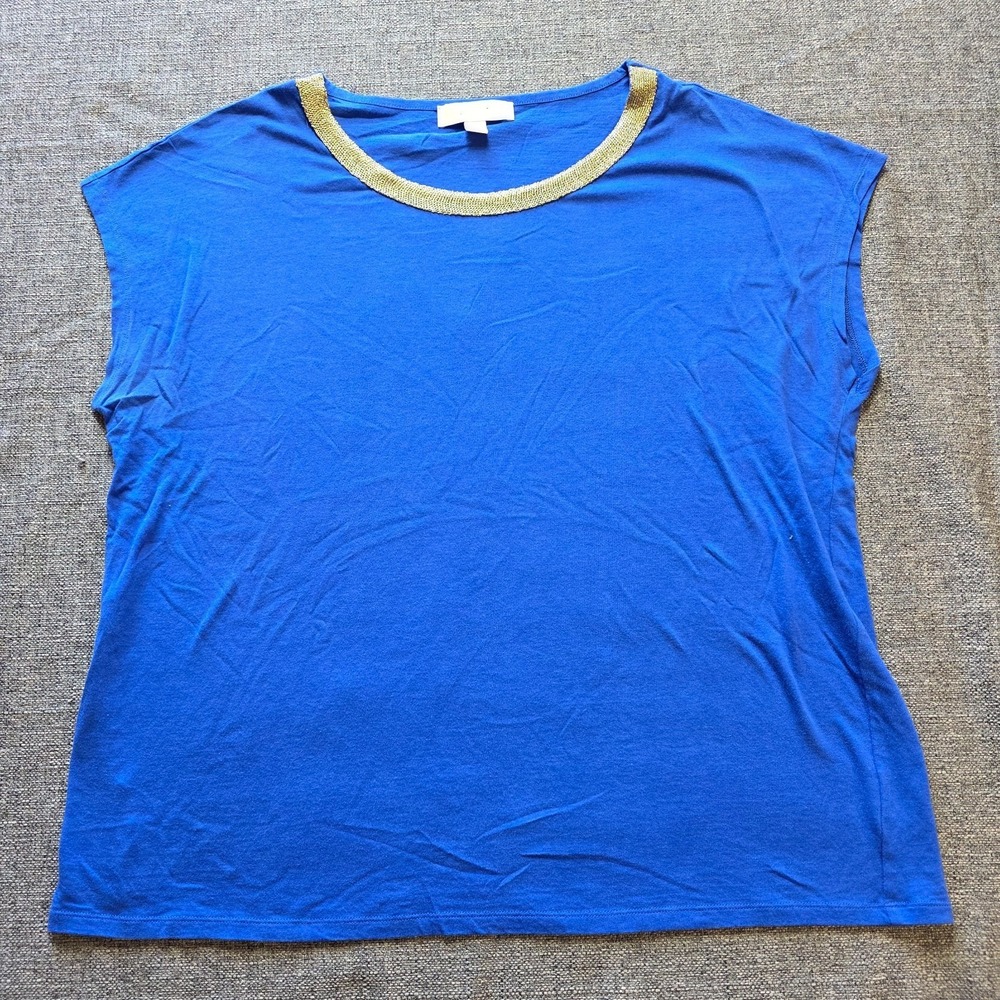 Michael Kors Shirt Womens Sleeveless Blue Blouse Pullover 1X